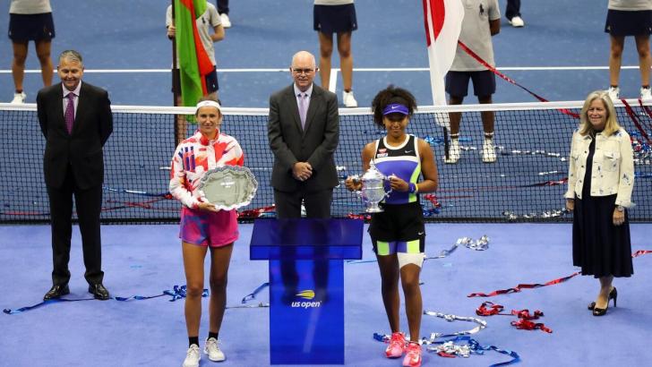 Naomi Ozaki and Victoria Azarenka after last year's US Open final